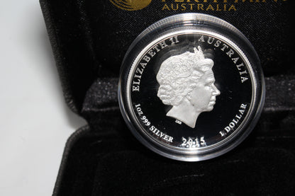 2015 1oz SILVER Australian GREAT WHITE SHARK 1oz one Dollar $1 COIN