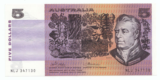 1974 Australia Phillips Wheeler $5 Note aUNC