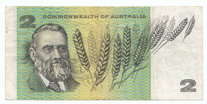 1967 Commonwealth Australia $2 Note Coombs Randall F - gF