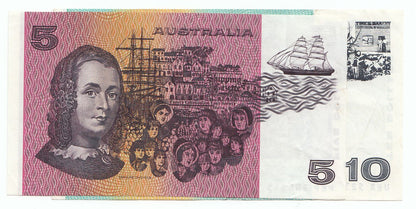 1985 Australia Johnston Fraser $5 $10 Note (2) gVF- EF
