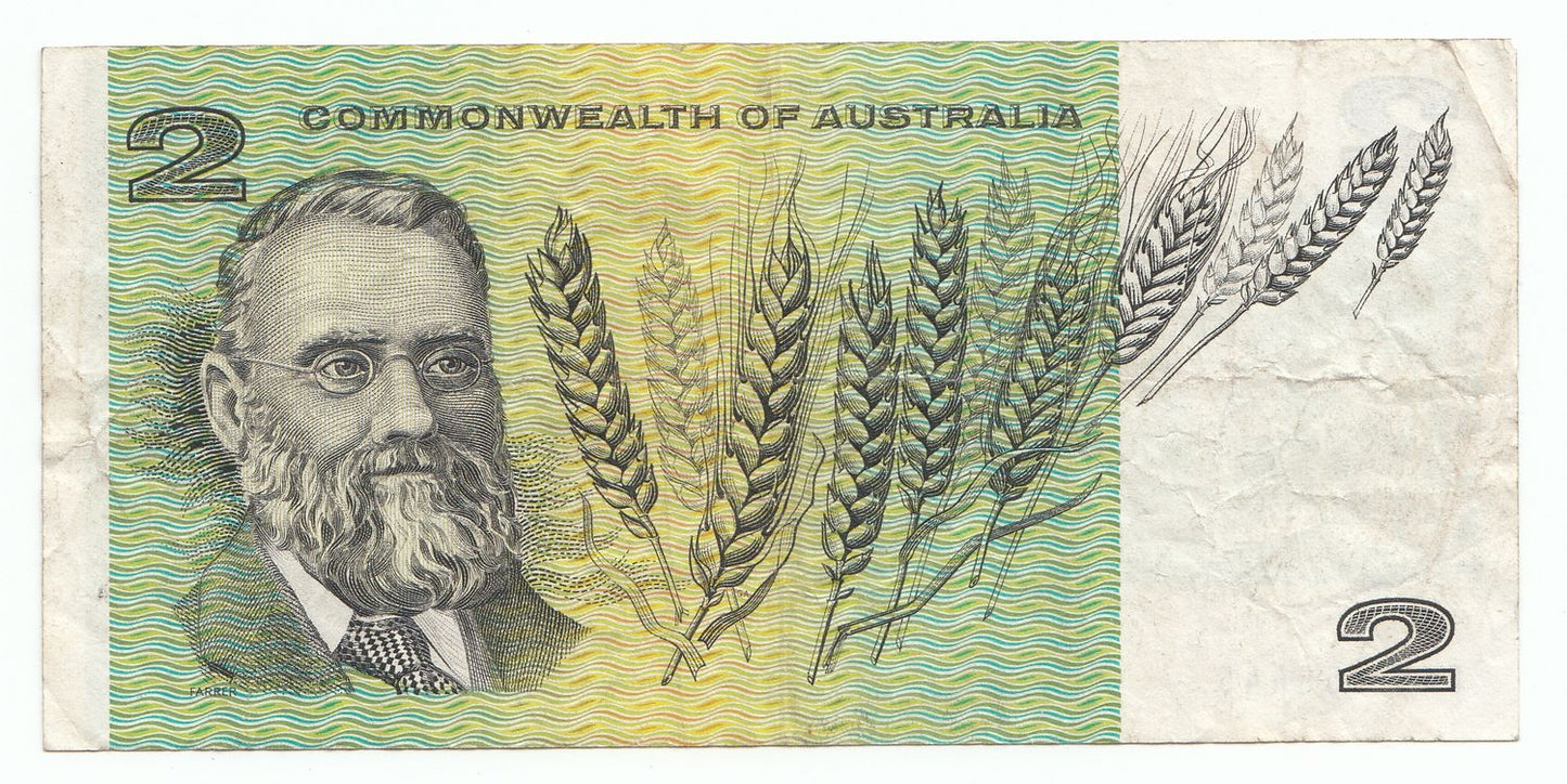 1967 Commonwealth Australia $2 Note Coombs Randall F - gF