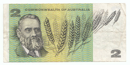 1967 Commonwealth Australia $2 Note Coombs Randall F - gF