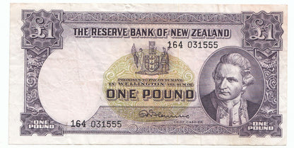1956 – 1967 New Zealand R.N. Fleming 1 Pound Note aVF