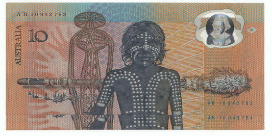 1988 Australia $10 Bicentenary Note FIRST PREFIX AB10 CONSECUTIVE PAIR aUNC-UNC