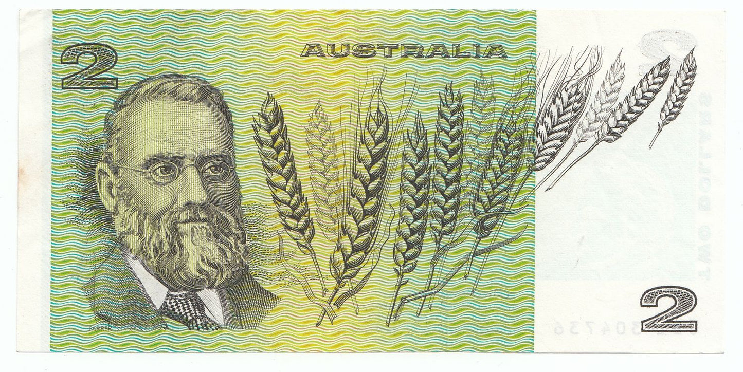 1976 Australia Knight Wheeler OCRB SIDE THREAD $2 Note EF