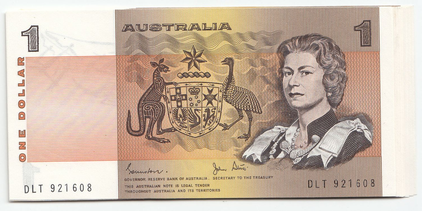 Australia 1982 Johnston Stone $1 Note CONSECUTIVE RUN OF 13 aUNC - UNC