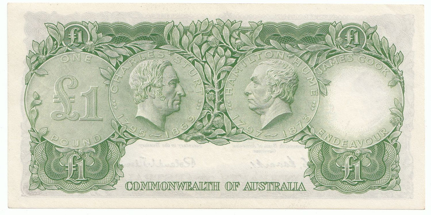 1953 Australia Coombs Wilson COMMONWEALTH BANK 1 Pound Note gEF – aUNC
