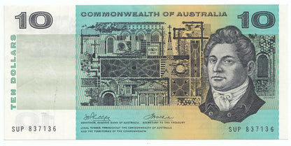 1974 Australia Phillips Wheeler $10 Note gVF