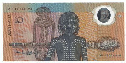 1988 Australia $10 Bicentenary Note FIRST PREFIX AB10 SECOND RELEASE aUNC