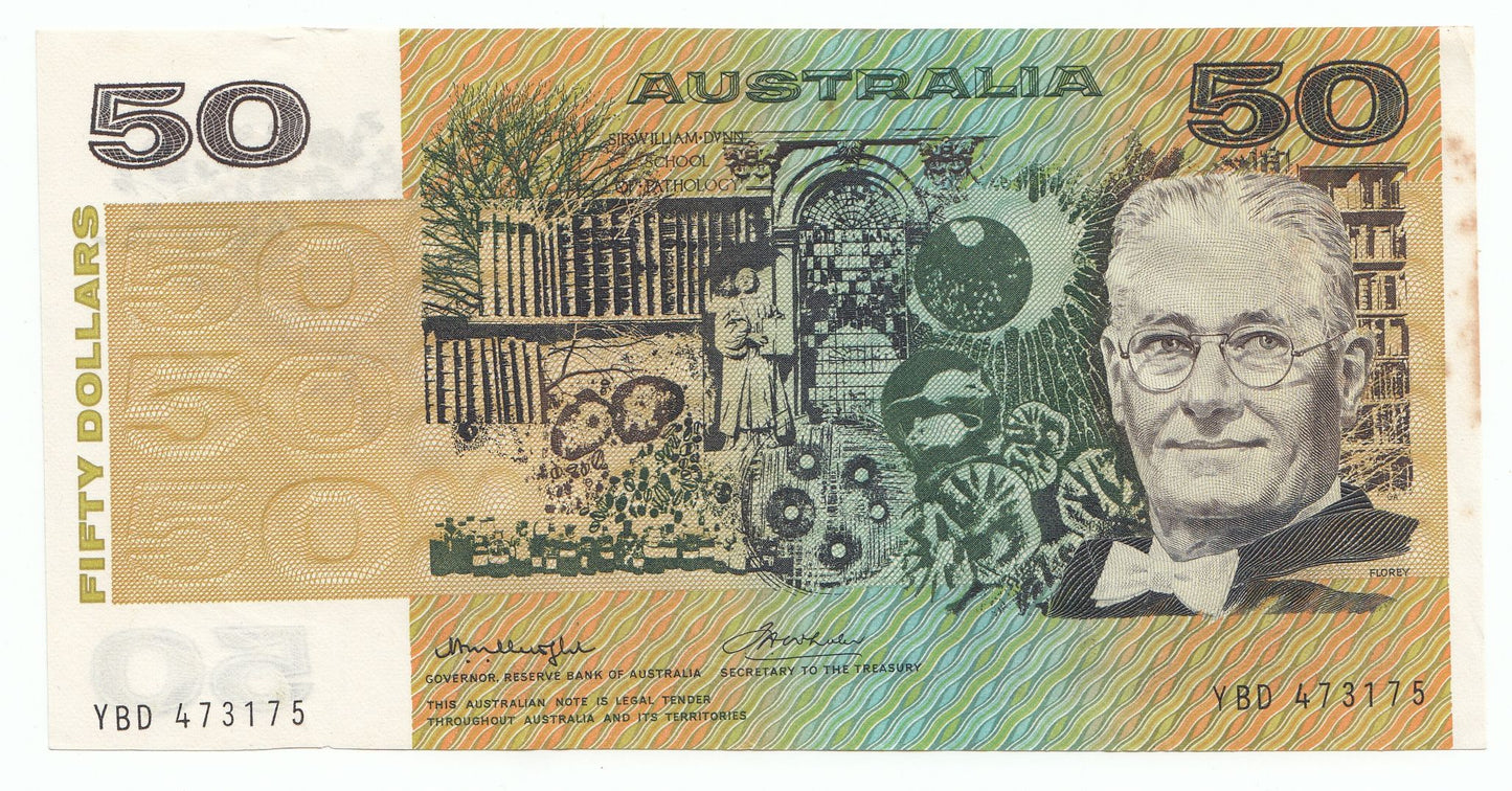1975 Australia Knight Wheeler $50 Note gVF