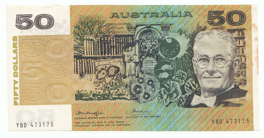 1975 Australia Knight Wheeler $50 Note gVF