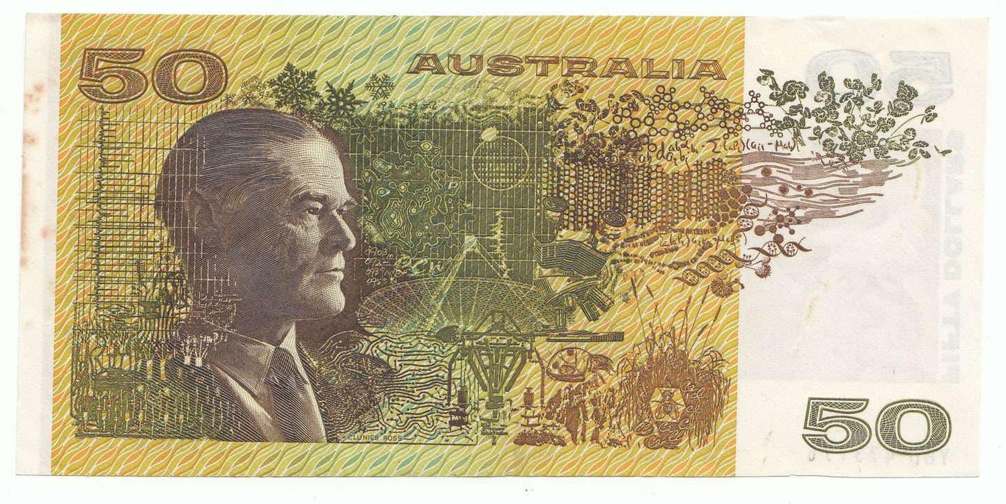 1975 Australia Knight Wheeler $50 Note gVF