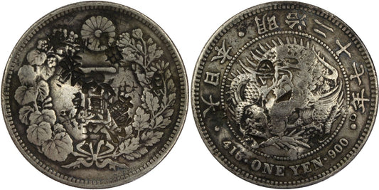 1894 (M27) Japan Silver 1 Yen Coin CHOPMARKS