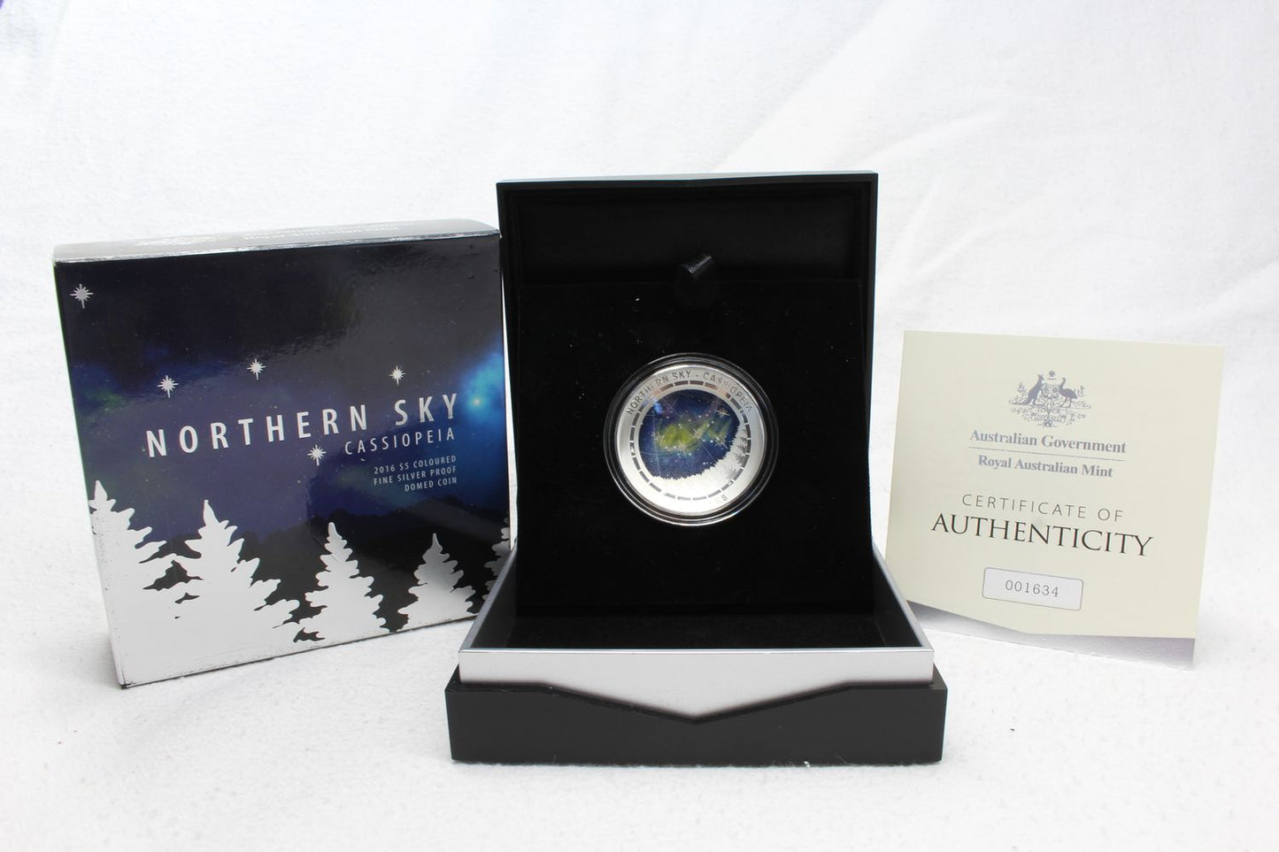 Northern Sky Cassiopeia 2016 $5 Coloured Fine Silver Proof Domed Coin