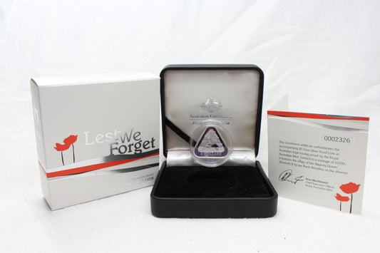 2014 Australia $5 Silver Proof Triangular Coin Lest We Forget