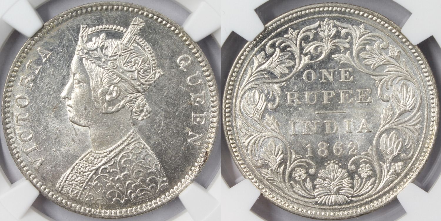 MS63 英領インド ルピー 銀貨 1890B NGC india rupee MS63 英領インド ルピー 銀貨 1890B NGC india rupee