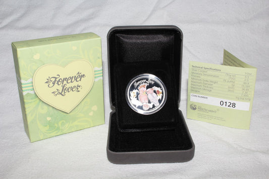 2014 Tuvalu Silver 1/2 Oz .999 50 Cent Coin Forever Lover Cockatoo