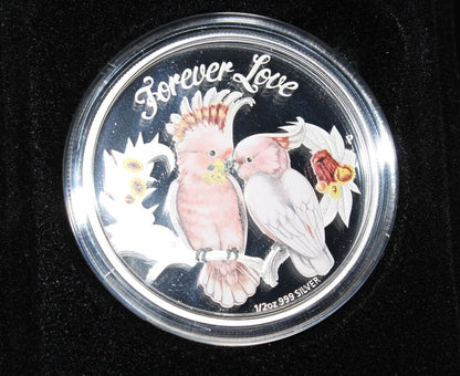 2014 Tuvalu Silver 1/2 Oz .999 50 Cent Coin Forever Lover Cockatoo