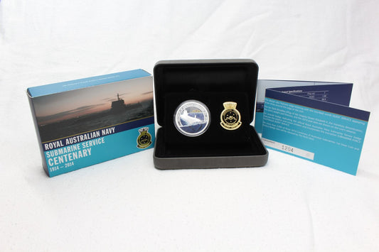 Australia 2014 RAN Submarine Service $1 Silver 1 Oz Proof Coin + Medallion