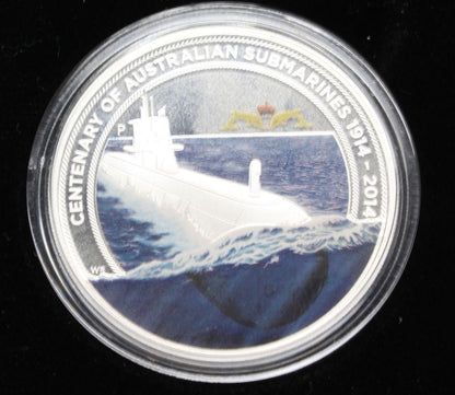 Australia 2014 RAN Submarine Service $1 Silver 1 Oz Proof Coin + Medallion