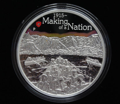 Australia 2015 Silver 1 Oz Proof $1 Coin Anzac Spirit Making a Nation