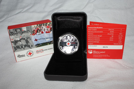 2014 $1 100th Anniversary of Australian Red Cross 1oz Silver Proof Coin