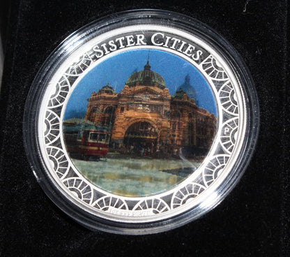 2013 $1 Melbourne ANDA Coin Show Special Sister Cities 1oz Silver Proof Coin