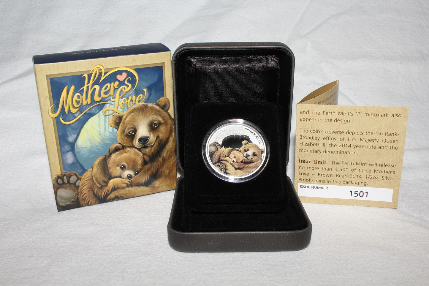 Tuvalu 2014 - 50 Cent 1/2oz. Silver Proof' Mother's Love - Brown Bear'