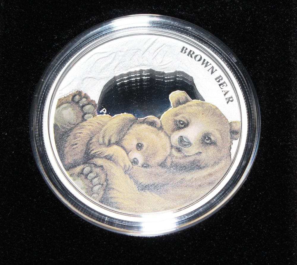 Tuvalu 2014 - 50 Cent 1/2oz. Silver Proof' Mother's Love - Brown Bear'