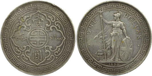 1899 B Great Britain Silver Trade Dollar Coin gVF Details