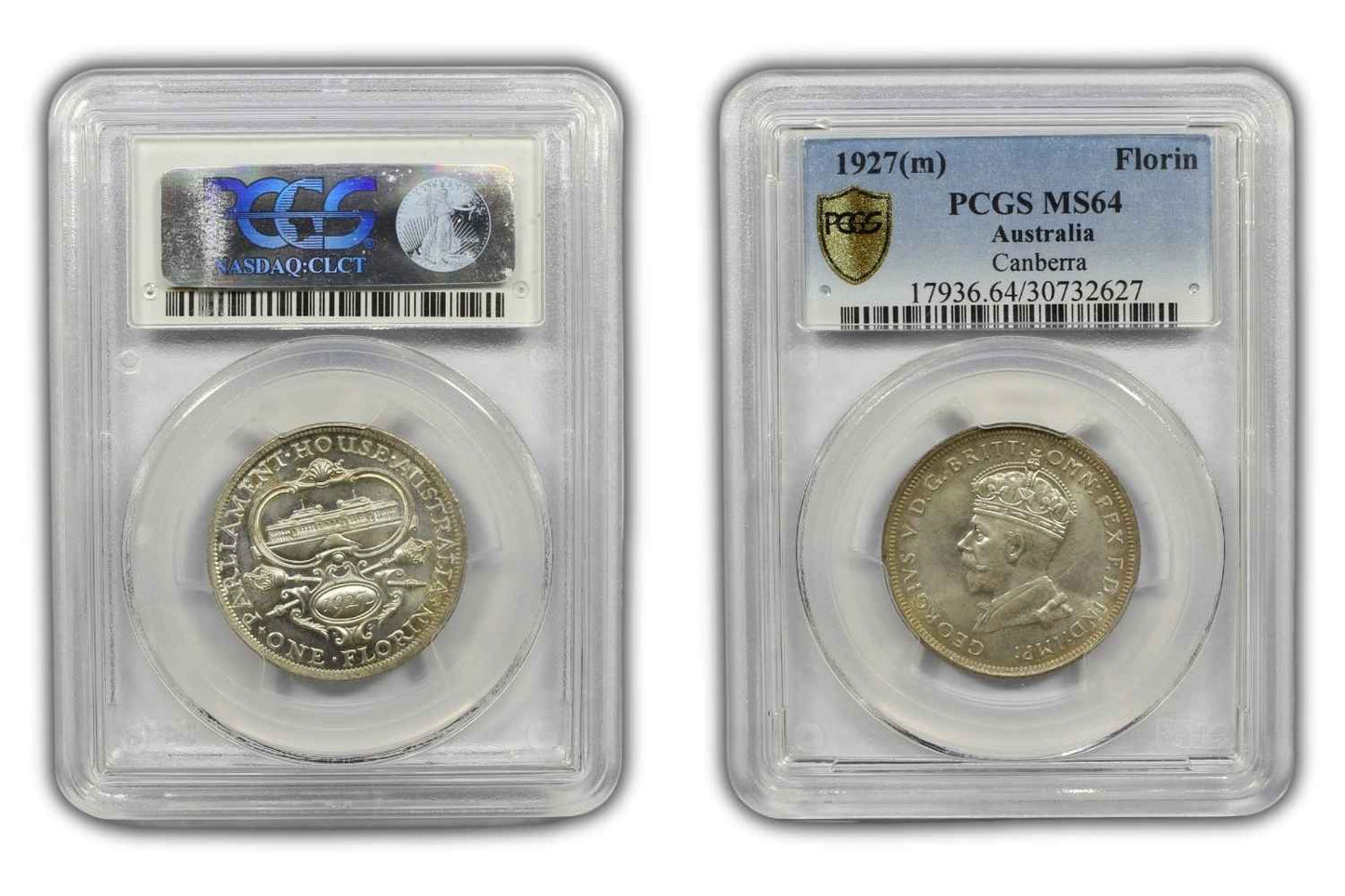 1927 Australia Canberra Silver Florin Coin PCGS MS64