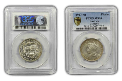 1927 Australia Canberra Silver Florin Coin PCGS MS64