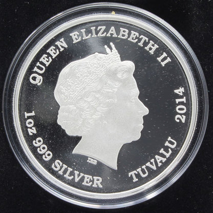 2014 Tuvalu 1 Oz Silver $1 Coin Mythical Creatures Dragon Perth Mint