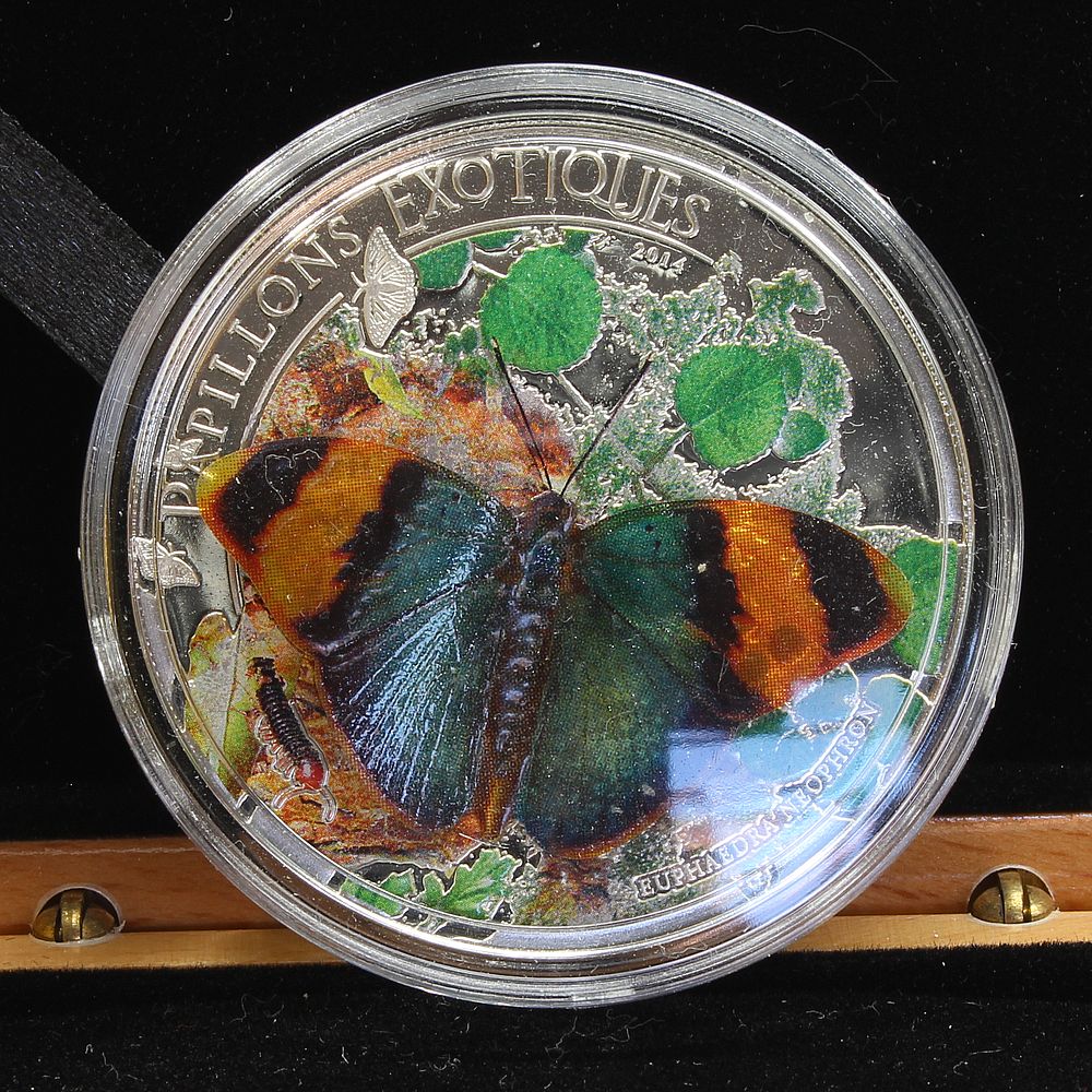 Central African Republic 2014 Silver .925 Exotic Butterflies 1000 Francs Coin