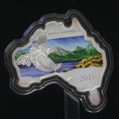 Australia 2015 $1 Wedge Tailed Eagle 1 Oz Map Shaped Coin