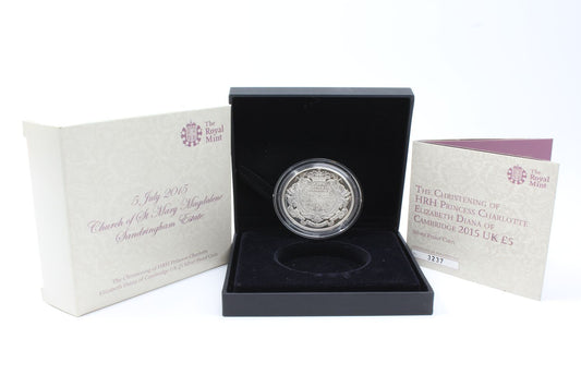 2015 Princess Charlotte Christening Five Pound Crown Silver Proof Coin