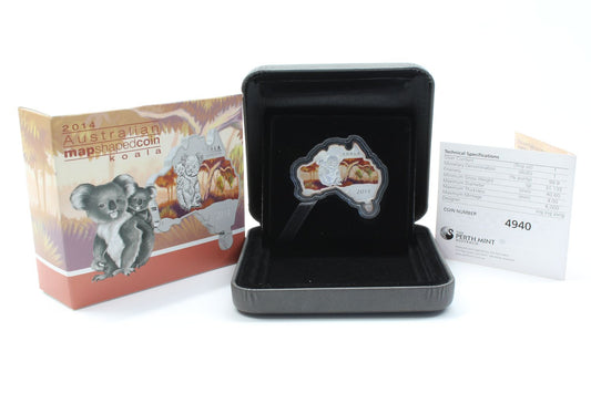 Australia 2014 $1 Koala 1 Oz Map Shaped Coin