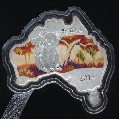 Australia 2014 $1 Koala 1 Oz Map Shaped Coin