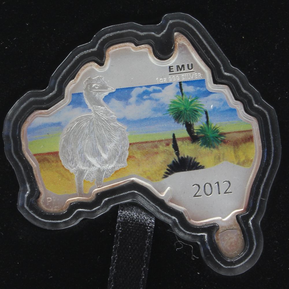 Australia 2012 $1 Emu 1 Oz Map Shaped Coin