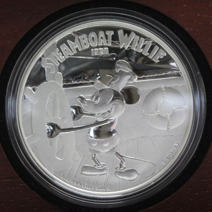 New Zealand 2014 Mickey Mouse Steamboat Willie 1oz Silver $2 Proof Coin