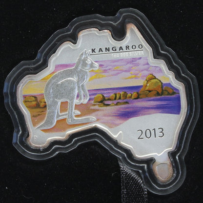 Australia 2013 $1 Kangaroo 1 Oz Map Shaped Coin