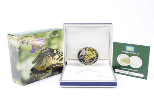 2013 Palau $2 Papilio Machaon Butterfly 1/2 Oz Silver Proof Coin
