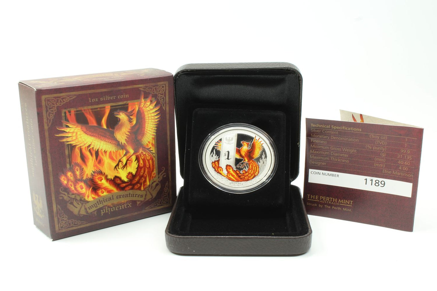 2013 Tuvalu 1 Oz Silver Proof $1 Coin Mythical Creatures Phoenix Perth Mint