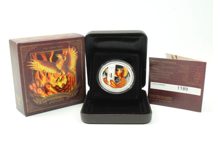2013 Tuvalu 1 Oz Silver Proof $1 Coin Mythical Creatures Phoenix Perth Mint