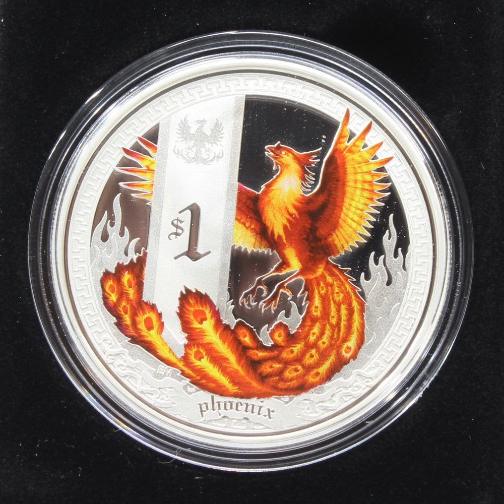 2013 Tuvalu 1 Oz Silver Proof $1 Coin Mythical Creatures Phoenix Perth Mint