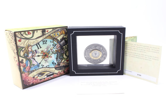 2015 Tuvalu $2 Ann Of Alice Adventures 2 Oz Silver Antiqued Clock Coin