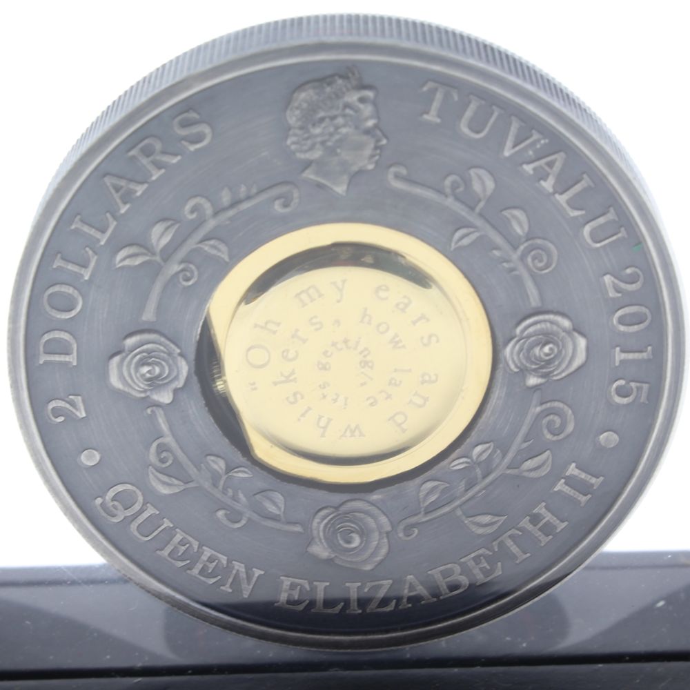 2015 Tuvalu $2 Ann Of Alice Adventures 2 Oz Silver Antiqued Clock Coin