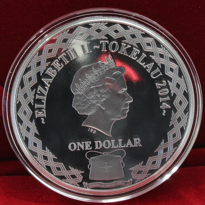 2014 Tokelau Islands Ying Yang Three Horses $1 Silver Coloured Proof Coin