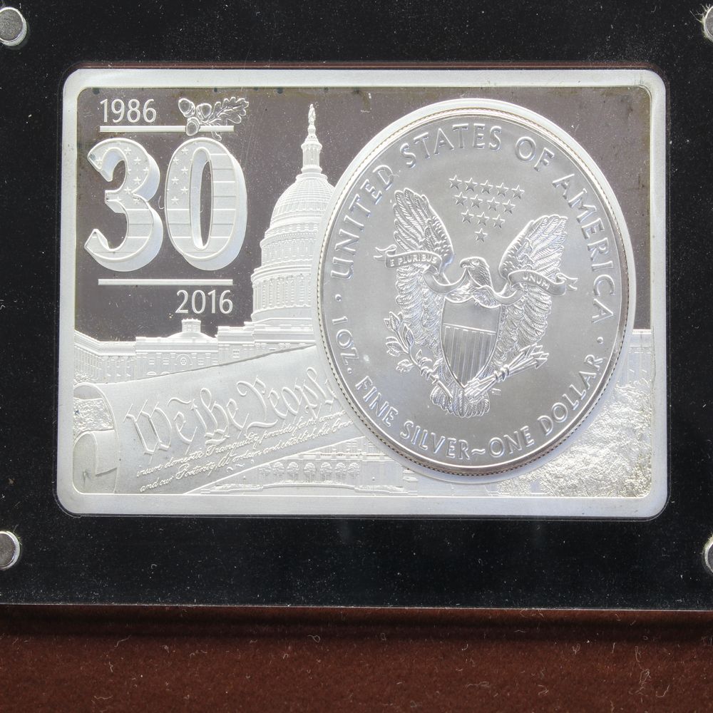 2016 USA 30th Anniversary of the Silver EAGLE 3oz 999 Coin & Ingot