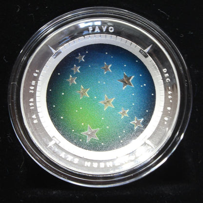 2013 Australia $5 PAVO Southern Sky DOMED 1oz Silver Proof Coloured Coin